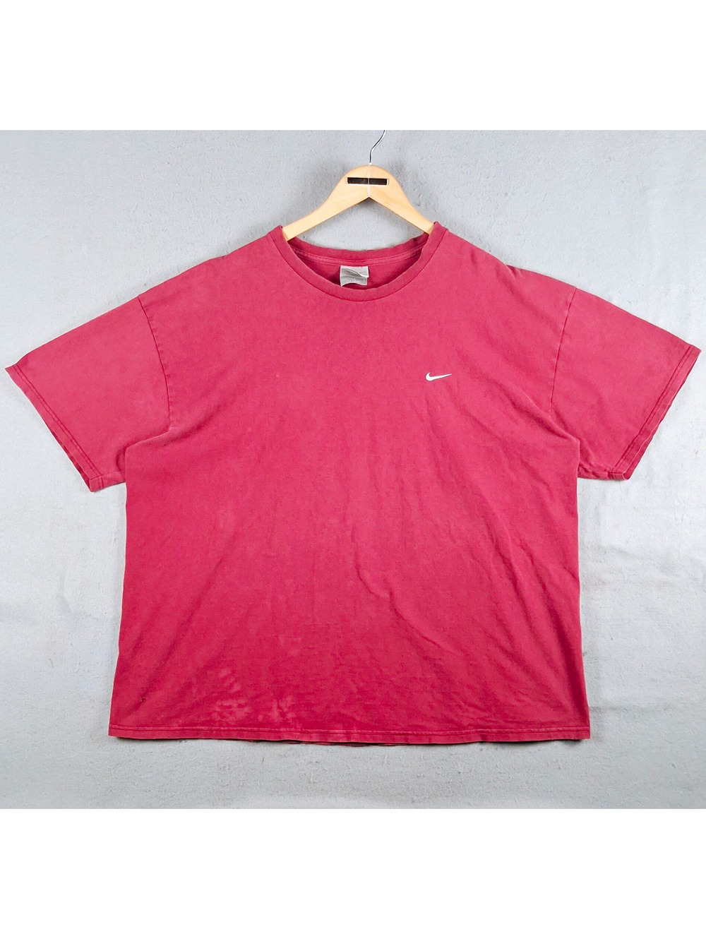 Vintage Y2K 90s Nike Embroidered Swoosh T Shirt Faded Red Distressed Mens XXL